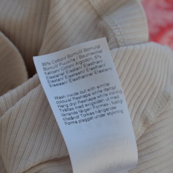 Filippa K Ribbed Knit Cream Baby Tee Sz M - Picture 6 of 6